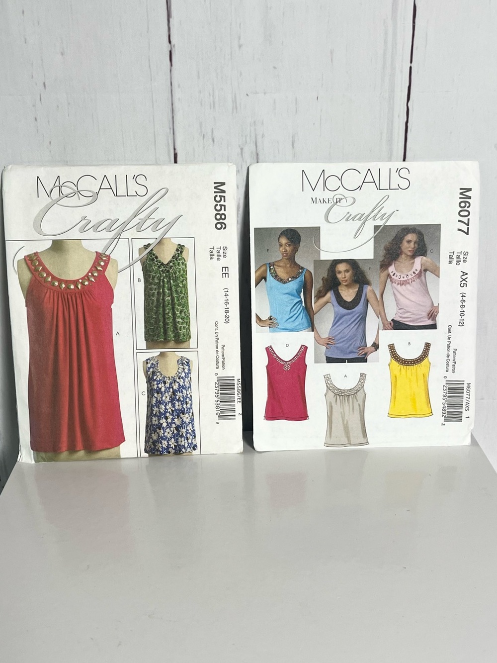 McCall’s Crafty Sewing Pattern Lot M5586 M6077 Misses Sleeveless Tops Uncut New